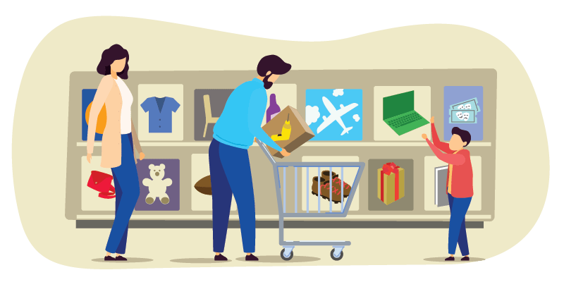 family shopping illustration